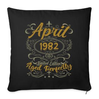 April 1982 Birthday Gift April 1982 - Sofa pillowcase 17,3'' x 17,3'' (45 x 45 cm) - black - Front