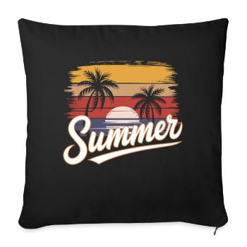 Summer Sun Holiday Palm Tree Vibes with Sunset Sea - Sofa pillowcase 17,3'' x 17,3'' (45 x 45 cm) - black - Front