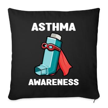 Conception d’inhalateur de super-héros de sensibilisation à l’asthme - Housse de coussin décorative 45 x 45 cm - noir - Devant