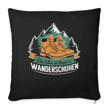 Wanderschuhe Pilgern Berge Alpen Wandergruppe - Sofakissenbezug 45 x 45 cm - Schwarz - Vorne