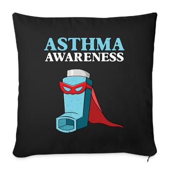 Asthma Awareness Superhero Inhaler Motif - Sofa pillowcase 17,3'' x 17,3'' (45 x 45 cm) - black - Front
