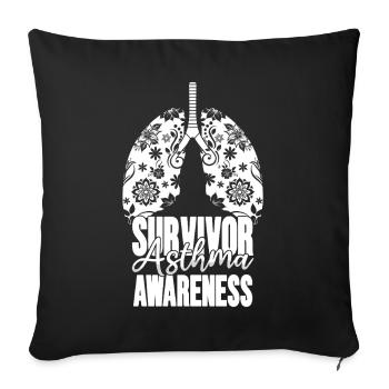 Survivant de l’asthme Awareness Lung Motif - Housse de coussin décorative 45 x 45 cm - noir - Devant