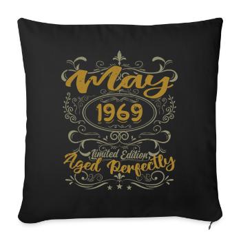 Né en Mai 1969 Anniversaire Mai 1969 bday may 1969 - Housse de coussin décorative 45 x 45 cm - noir - Devant