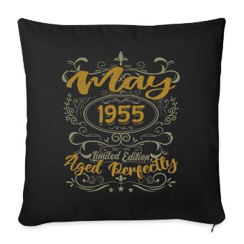 Born in May 1955 Birthday May 1955 bday may 1955 - Sofa pillowcase 17,3'' x 17,3'' (45 x 45 cm) - black - Front