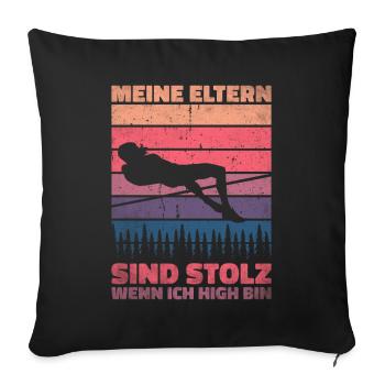 Saut en hauteur - Mes parents sont fiers - Housse de coussin décorative 45 x 45 cm - noir - Devant