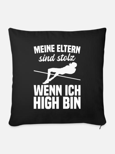 Hochsprung - Meine Eltern sind stolz - Sofakissenbezug 45 x 45 cm - Schwarz