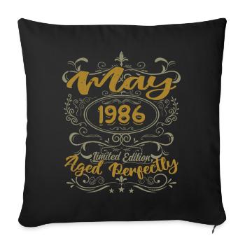 Né en Mai 1986 Anniversaire Mai 1986 bday may 1986 - Housse de coussin décorative 45 x 45 cm - noir - Devant