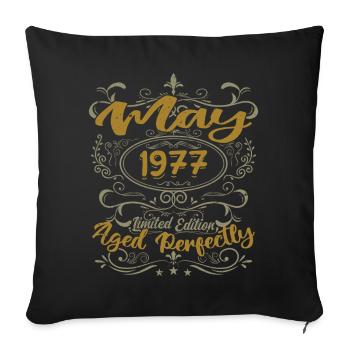Né en Mai 1977 Anniversaire Mai 1977 bday may 1977 - Housse de coussin décorative 45 x 45 cm - noir - Devant