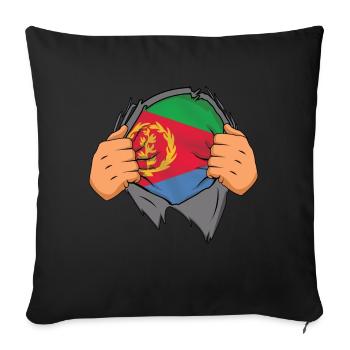 Eritrea proudly unfurls its flag - Sofa pillowcase 17,3'' x 17,3'' (45 x 45 cm) - black - Front