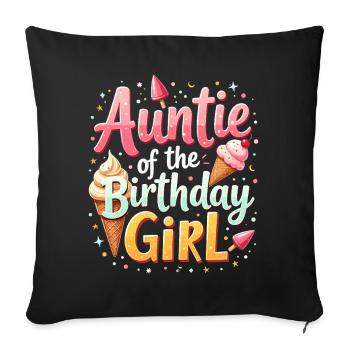 Auntie Of The Birthday Day Girl Party Titi Auntie - Housse de coussin décorative 45 x 45 cm - noir - Devant