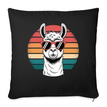 Retro Style Llama Sunglasses Funny Summer Alpaca - Sofa pillowcase 17,3'' x 17,3'' (45 x 45 cm) - black - Front
