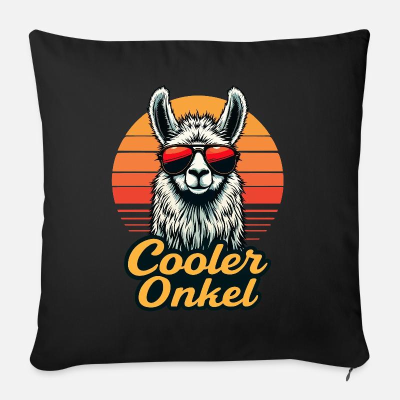 Cooler Onkel Bester Patenonkel Neffe Alpaka Lama - Sofakissenbezug 45 x 45 cm - Schwarz