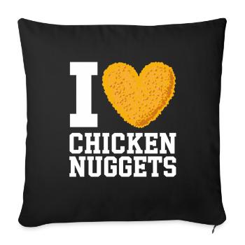 J’adore les pépites de poulet Fan de restauration rapide Burger frites - Housse de coussin décorative 45 x 45 cm - noir - Devant