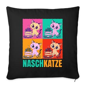 Gâteau pour chat dent sucrée Gâteau Snacking Pâtisserie Sucré - Housse de coussin décorative 45 x 45 cm - noir - Devant