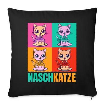 Gâteau pour chat dent sucrée Gâteau Snacking Pâtisserie Sucré - Housse de coussin décorative 45 x 45 cm - noir - Devant