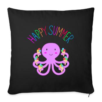 Happy Summer Octopus Cute Kids Summer Octopus Cream - Sofa pillowcase 17,3'' x 17,3'' (45 x 45 cm) - black - Front