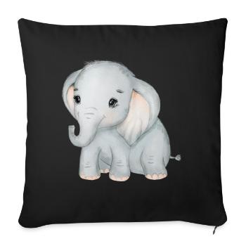 Elephant Family Mama Baby T-Shirt - Housse de coussin décorative 45 x 45 cm - noir - Devant
