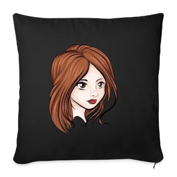 girl - Sofa pillowcase 17,3'' x 17,3'' (45 x 45 cm) - black - Front