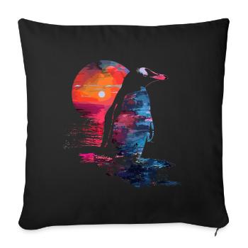 Pingouin Bébé oiseau poussin - Housse de coussin décorative 45 x 45 cm - noir - Devant