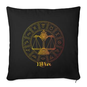Signe du zodiaque de la Balance - Housse de coussin décorative 45 x 45 cm - noir - Devant