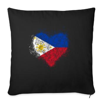 Heart of Philippines flag vintage - Sofa pillowcase 17,3'' x 17,3'' (45 x 45 cm) - black - Front