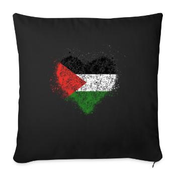 Heart Palestine Flag Vintage - Sofa pillowcase 17,3'' x 17,3'' (45 x 45 cm) - black - Front