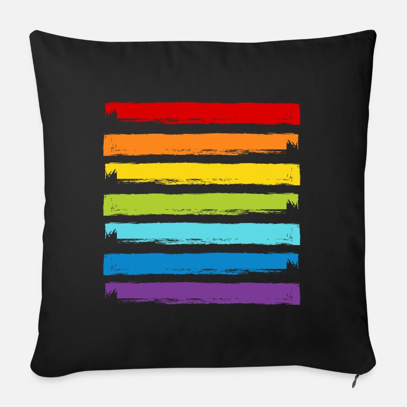 Regenbogen LGBT LGBTQ CSD Symbol Muster Gay Pride - Sofakissenbezug 45 x 45 cm - Schwarz