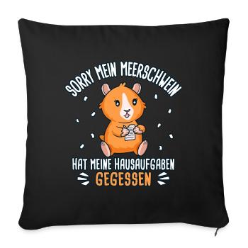 Meerschweinchen hat meine Hausaufgaben gegessen - Sofakissenbezug 45 x 45 cm - Schwarz - Vorne