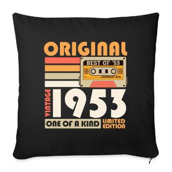 1953 vintage retro cassette birthday gift - Sofa pillowcase 17,3'' x 17,3'' (45 x 45 cm) - black - Front