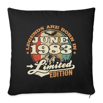 Born in Juni 1983 - 40 years old - Sofa pillowcase 17,3'' x 17,3'' (45 x 45 cm) - black - Front