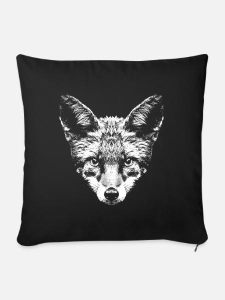 Fuchs / Fox / Kopf / Rotfuchs - Sofakissenbezug 45 x 45 cm - Schwarz