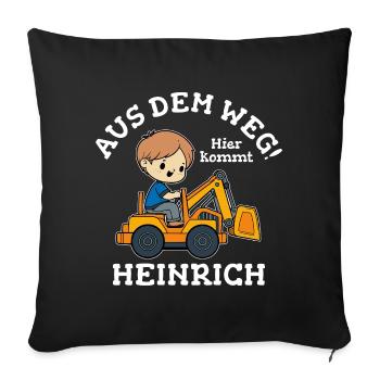 Heinrich Vorname Bagger - Sofakissenbezug 45 x 45 cm - Schwarz - Vorne