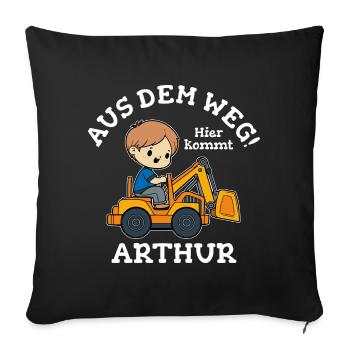 Arthur Vorname Bagger - Sofakissenbezug 45 x 45 cm - Schwarz - Vorne