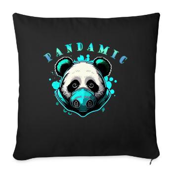 Panda-Pandamic Blau - Sofakissenbezug 45 x 45 cm - Schwarz - Vorne