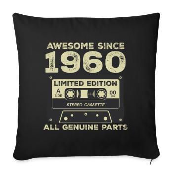 Anniversaire des années 1960 né dans les années 1960 Vintage rétro - Housse de coussin décorative 45 x 45 cm - noir - Devant
