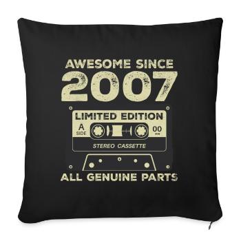 2007 Anniversaire Né En 2007 Vintage Rétro - Housse de coussin décorative 45 x 45 cm - noir - Devant