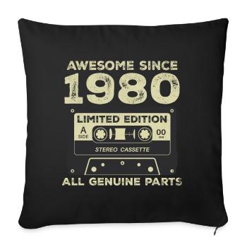 1980 Anniversaire Né En 1980 Vintage Rétro - Housse de coussin décorative 45 x 45 cm - noir - Devant