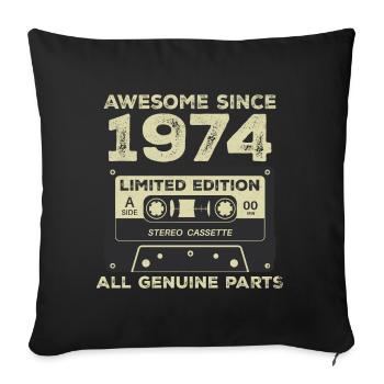1974 Anniversaire Né En 1974 Vintage Rétro - Housse de coussin décorative 45 x 45 cm - noir - Devant