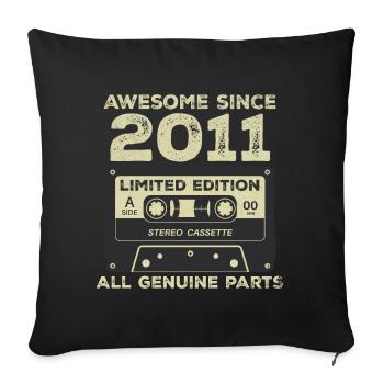 2011 Anniversaire Né en 2011 Vintage Retro - Housse de coussin décorative 45 x 45 cm - noir - Devant