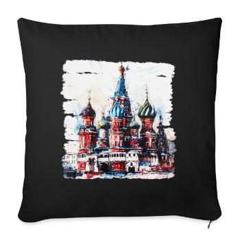 St. Basil's Cathedral, a famous landmark - Sofa pillowcase 17,3'' x 17,3'' (45 x 45 cm) - black - Front