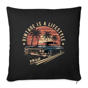 Vintage 1943 Retro Classic Car Legendary Since 1943 - Sofa pillowcase 17,3'' x 17,3'' (45 x 45 cm) - black - Front