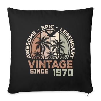 Né 1970 Cadeau d’anniversaire Années 1970 Millésime 1970 - Housse de coussin décorative 45 x 45 cm - noir - Devant