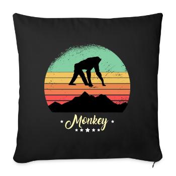 Monkey Vintage Animals Retro Sunset - Sofa pillowcase 17,3'' x 17,3'' (45 x 45 cm) - black - Front