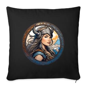 Proud Viking Germanin Shieldmaiden - Sofa pillowcase 17,3'' x 17,3'' (45 x 45 cm) - black - Front