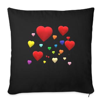 Many colorful hearts - Sofa pillowcase 17,3'' x 17,3'' (45 x 45 cm) - black - Front