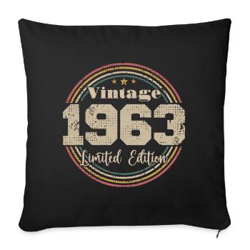 1963 Anniversaire Vintage Rétro Né En - 1963 - Housse de coussin décorative 45 x 45 cm - noir - Devant
