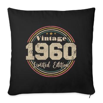 1960 Anniversaire Vintage Rétro Né En - 1960 - Housse de coussin décorative 45 x 45 cm - noir - Devant
