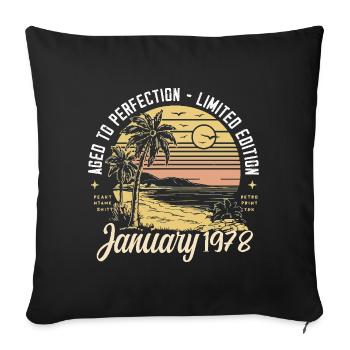 1978 Anniversaire Janvier 1978 - Cadeau Janvier 1978 - Housse de coussin décorative 45 x 45 cm - noir - Devant