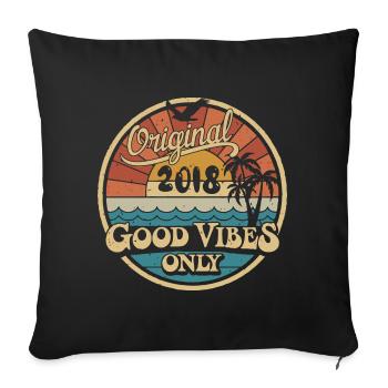 Original 2018 Millésime 2018 Anniversaire Rétro 2018 - Housse de coussin décorative 45 x 45 cm - noir - Devant