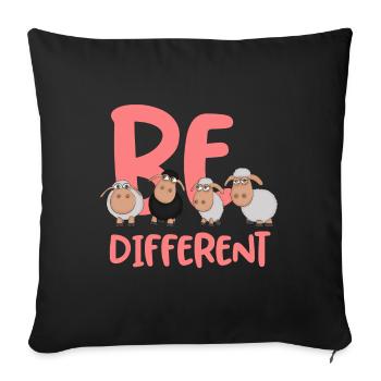 Be different pinke Schafe - Einzigartige Schafe - Sofakissenbezug 45 x 45 cm - Schwarz - Vorne